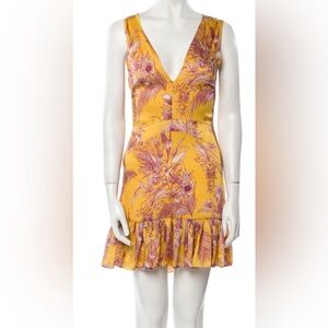 Alexis Yellow and Purple Floral Midi Dress NWT